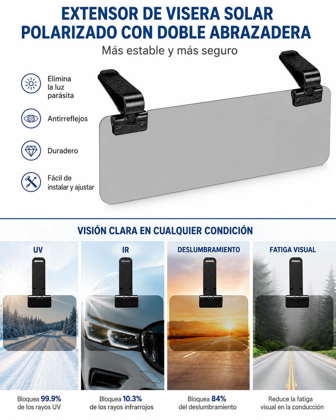 Visor Extensible Anti-Reflejos